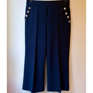 Jules & Leopold Flare Crop Pants Small Navy Career Academia Office